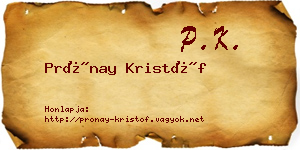 Prónay Kristóf névjegykártya
